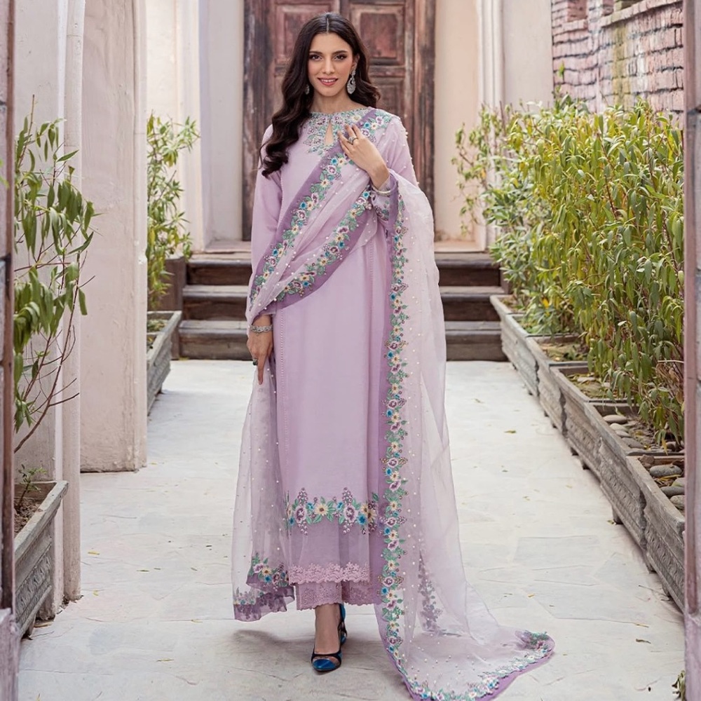 Elegant Embroidered Pink Dress Set